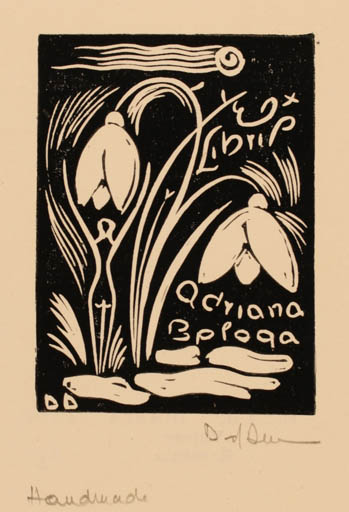 Exlibris by Dafinel Duinea from Romania for Adriana Bologa - Flower 