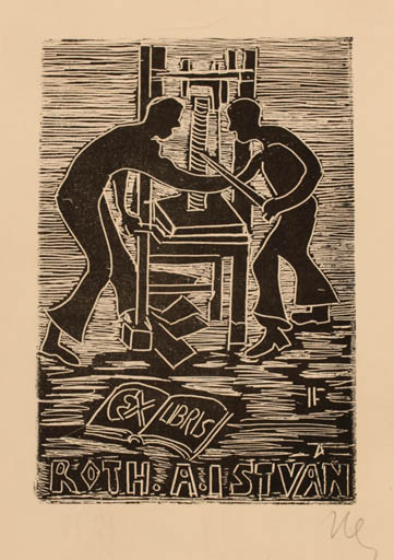Exlibris by Franz Illi from Romania for A. Istvan Roth - Working Book Printing technique 