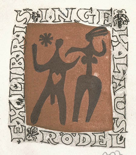 Exlibris by Valerijonas Vytautas Jucys from Lithuania for Klaus & Inge Rödel - Couple Romance 