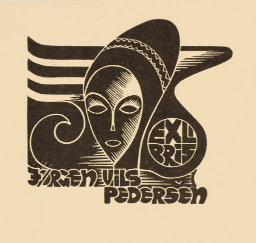Exlibris by Zsolt Vecserka from Romania for Jørgen Vils Pedersen - Woman Portrait 