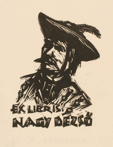 Exlibris by Kàroly Andrusko from Yugoslavia for Dezsö Nagy - Man Portrait 