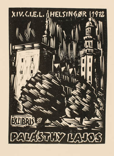 Exlibris by Kàroly Andrusko from Yugoslavia for Palásthy Lajos - Castle/Palace Exlibris Congress 