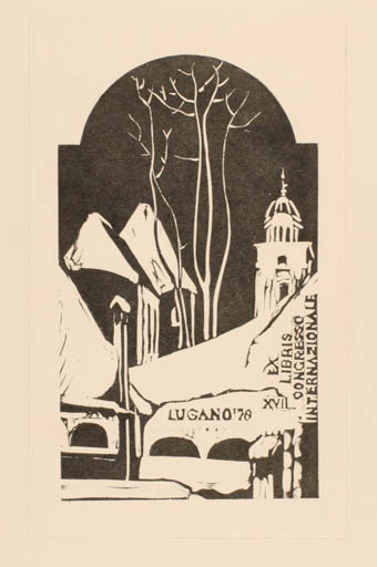 Exlibris by Stefan Kresnik from Czech Republic for Lugano XVII. Int. Exlibriskongress - City Exlibris Congress 