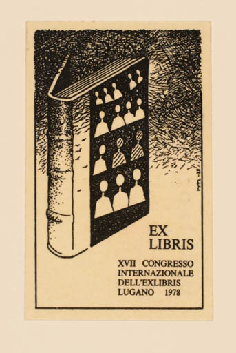Exlibris by Matti Nopsanen from Finland for Lugano XVII. Int. Exlibriskongress - Book Exlibris Congress 