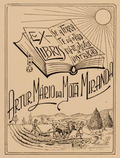 Exlibris by ? Unbekannt from Portugal for Artur Mario Da Mota Miranda - Working Book Scenery/Landscape Sun 