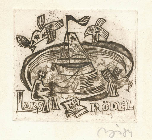 Exlibris by Valerijonas Vytautas Jucys from Lithuania for Lars Rödel - Child 