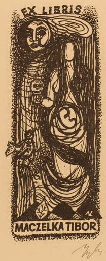 Exlibris by Laszlo Lazar Nagy from Hungary for Tibor Maczelka - 