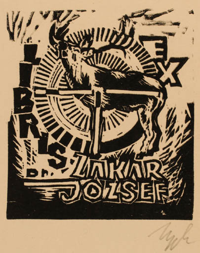 Exlibris by Laszlo Lazar Nagy from Hungary for Jozsef Zakar - Fauna 