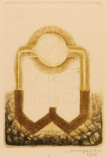 Exlibris by Kazimierz Szoltysek from Poland for ? Instytut Chemicznej Przerröpki - Pharmacy 