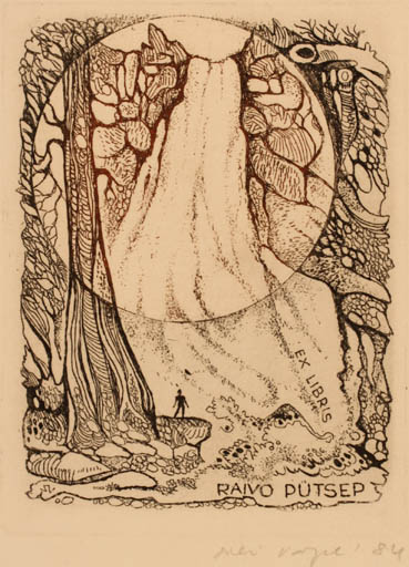 Exlibris by Silvi Väljal from Estonia for Raivo Pütsep - Flora Scenery/Landscape Tree 