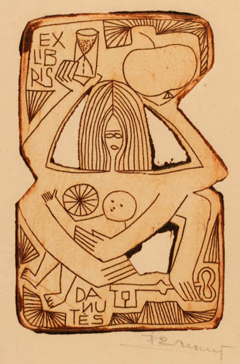 Exlibris by Alfonsas Cepaukas from Lithuania for ? Danutes - 