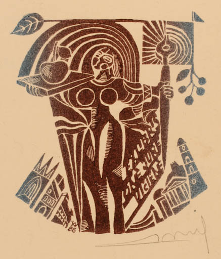 Exlibris by Alfonsas Cepaukas from Lithuania for One Jureviciene - 