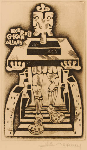 Exlibris by Alfonsas Cepaukas from Lithuania for Gediminas Karalius - 