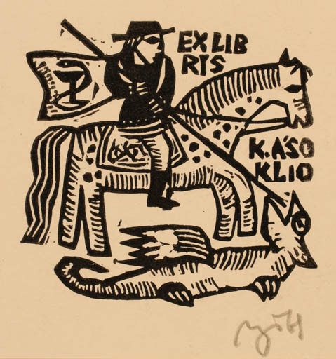 Exlibris by Valerijonas Vytautas Jucys from Lithuania for K. Asoklio - Horseman/Rider Sct.G. and the Dragon 