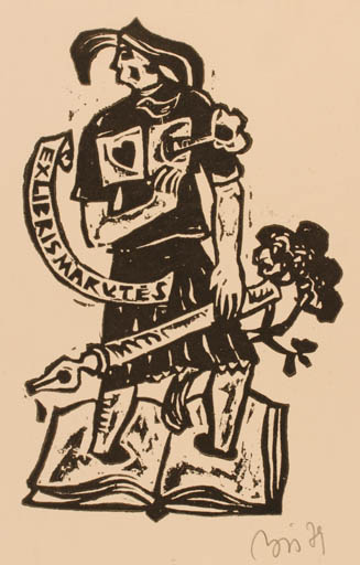 Exlibris by Valerijonas Vytautas Jucys from Lithuania for ? Marytes - Book Man 