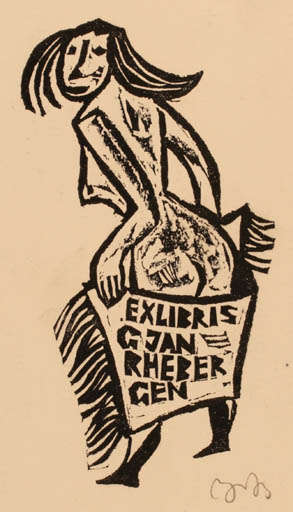 Exlibris by Valerijonas Vytautas Jucys from Lithuania for G. Jan Rhebergen - Woman 