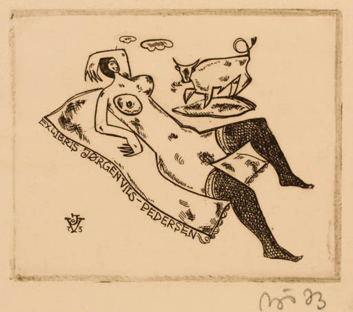 Exlibris by Valerijonas Vytautas Jucys from Lithuania for Jørgen Vils Pedersen - Europa and the Bull 