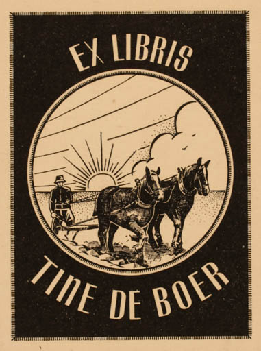 Exlibris by ? Unbekannt from Netherland for Tine De Boer - Working Sun 