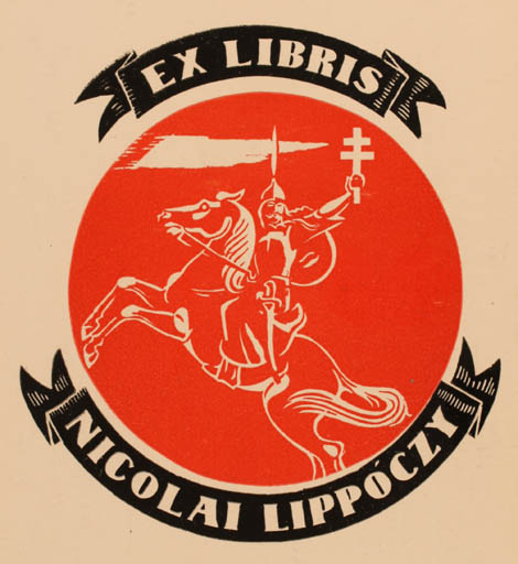 Exlibris by ? Unbekannt from Poland for Dr. Nicholas Lippoczy - Knight Horseman/Rider 