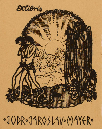 Exlibris by ? Unbekannt from Czech Republic for Jaroslav Mayer - Adam and Eve Sun 