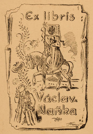 Exlibris by ? Unbekannt from Czech Republic for Vaclav Nanka - Horseman/Rider 