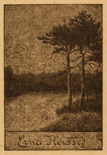 Exlibris by ? Unbekannt from Germany for Erna Reissig - Scenery/Landscape Tree 