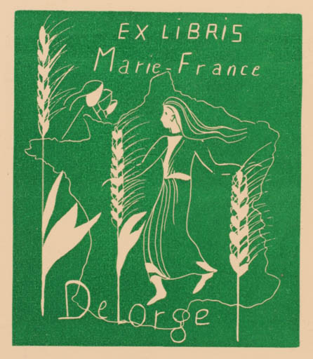 Exlibris by ? Unbekannt from Unknown for Marie France Delorge - Flora Woman 