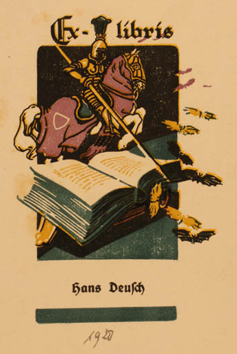 Exlibris by ? Unbekannt from Germany for Hans Deutsch - Book Knight 