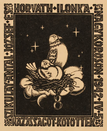 Exlibris by ? Unbekannt from Hungary for Ilonka Horvath - Bird 