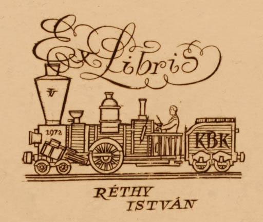 Exlibris by ? Unbekannt from Hungary for Dr. Istvan Rethy - Train 