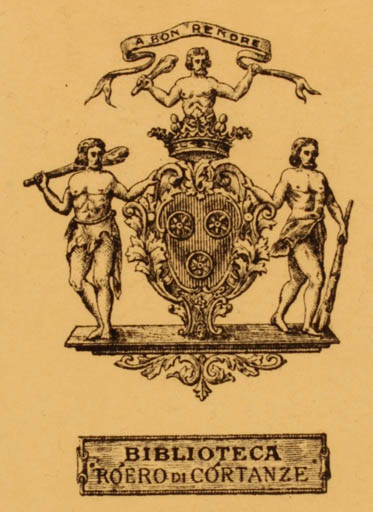 Exlibris by ? Unbekannt from Italy for ? Bilioteca Roero di Cortanze - Heraldry 