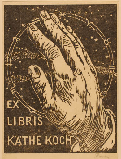 Exlibris by ? Unbekannt from Germany for Käthe Koch - Hand(s) Cosmos 