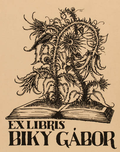 Exlibris by ? Unbekannt from Hungary for Gabor Biky - Flower Book Flora 