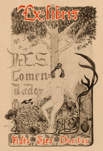 Exlibris by ? Unbekannt from Unknown for Dr. E. S. Comendador - Woman 