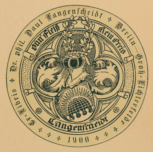 Exlibris by ? Unbekannt from Germany for Dr. Paul Langenscheidt - Heraldry 