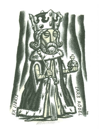 Exlibris by Vojtech Cinybulk from Czechoslovakia for Lars Rödel - Fairytale/fable 