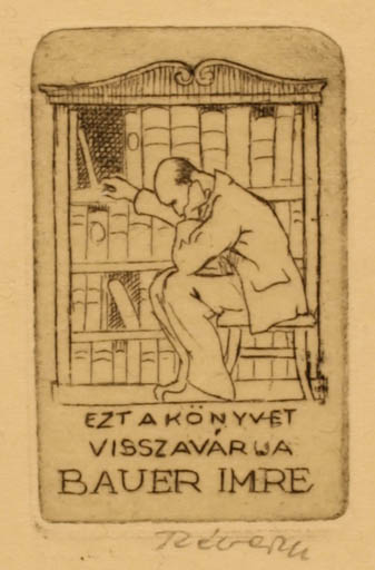 Exlibris by ? Unbekannt from Hungary for Imre Bauer - Book Man 