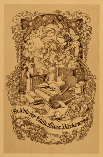 Exlibris by ? Unbekannt from Germany for Edith Silvia Dieckmann - Flower Book Angel Flora 