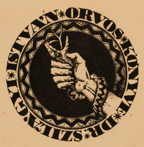Exlibris by ? Unbekannt from Hungary for Dr. Istvan Szilagyi - Hand(s) Medicine 
