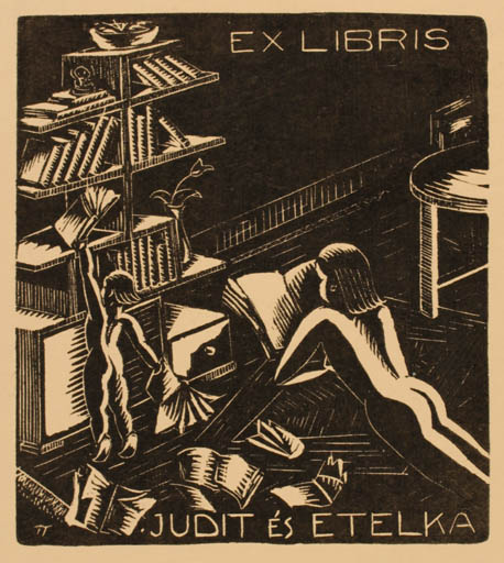 Exlibris by ? Unbekannt from Hungary for Judit és Etelka - Child Book Interior Woman 