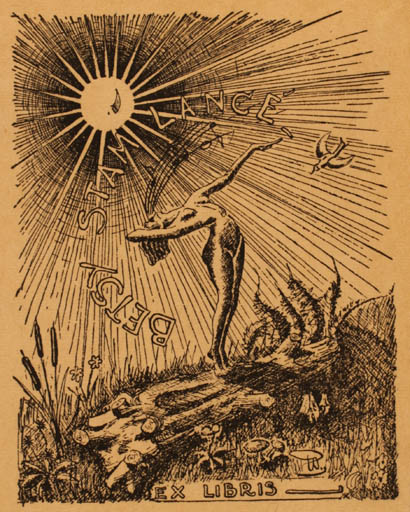 Exlibris by ? Unbekannt from Unknown for Betsy Stam Lange - Woman Sun 