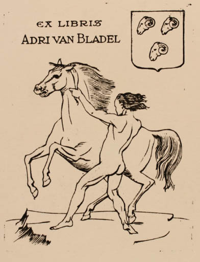 Exlibris by ? Unbekannt from Unknown for Adri van Bladel - Horse Man 