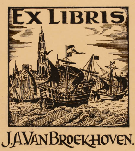 Exlibris by ? Unbekannt from Netherland for J. A. van Broekhoven - Ship/Boat 
