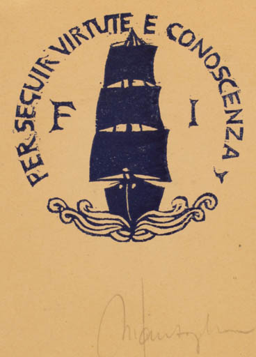 Exlibris by ? Unbekannt from Unknown for ? F. I. - Ship/Boat 