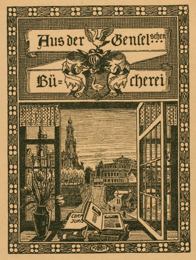 Exlibris by ? Unbekannt from Germany for Bücherei Gensel - Book City Interior 