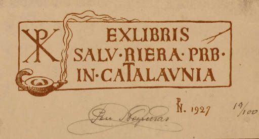 Exlibris by ? Unbekannt from Spain for Prb. Salvriera - Text/Writing 