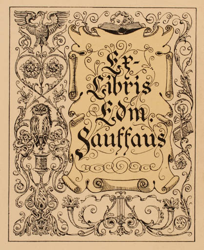 Exlibris by ? Unbekannt from Germany for Edm. Sauffaus - Flora Owl 