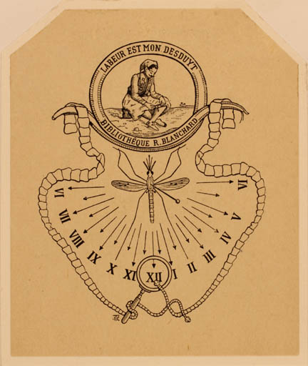 Exlibris by ? Unbekannt from Unknown for R. Blanchard - Insect 