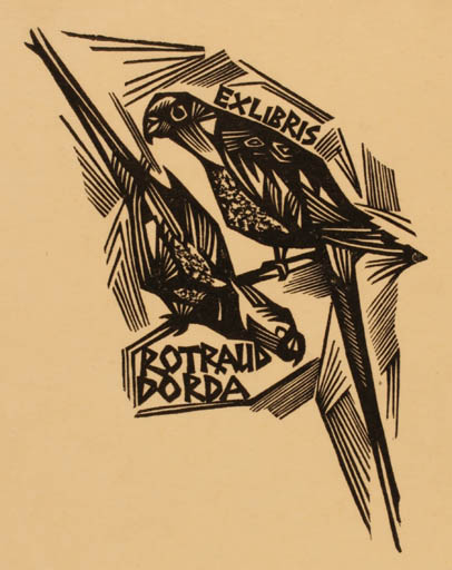 Exlibris by ? Unbekannt from Germany for Rotraud Dorda - Bird 