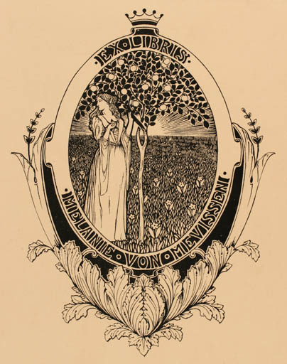 Exlibris by ? Unbekannt from Unknown for Melanie von Mevissen - Jugend Woman Tree 